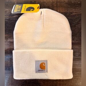 Carhartt Cream Knit Beanie with Logo Patch